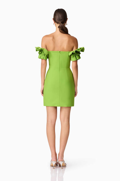 Nola Off The Shoulder Mini Dress in Green