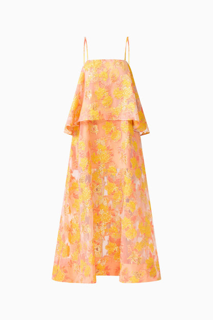 Elysia Tiered Gown in Orange Floral