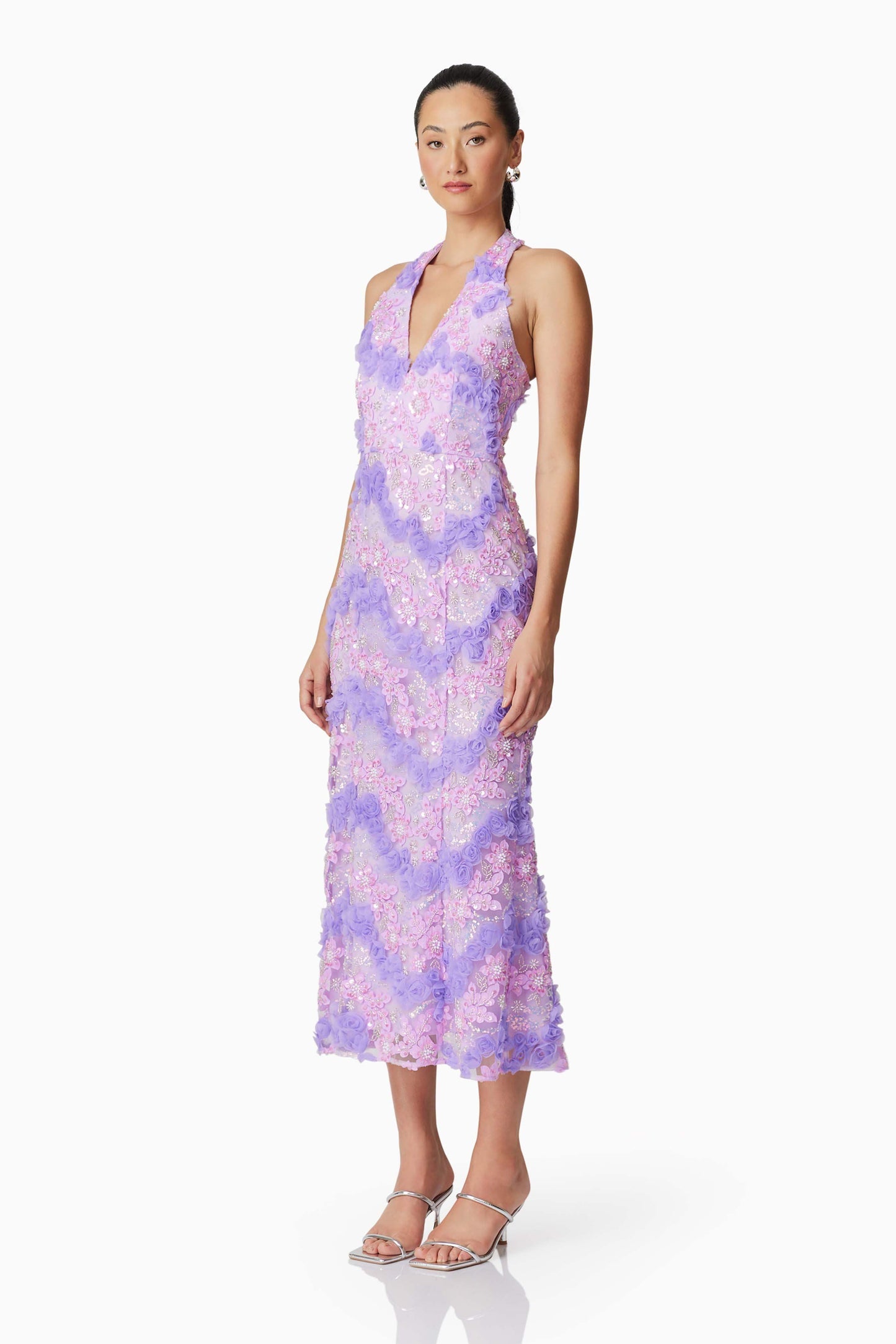 Vonni Halter Maxi Dress in Purple
