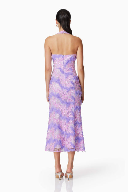 Vonni Halter Maxi Dress in Purple