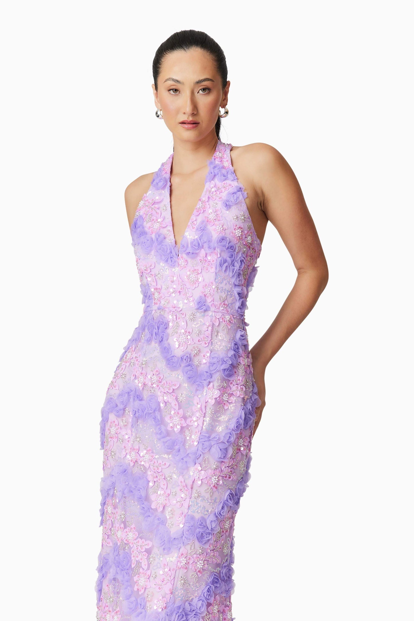Vonni Halter Maxi Dress in Purple