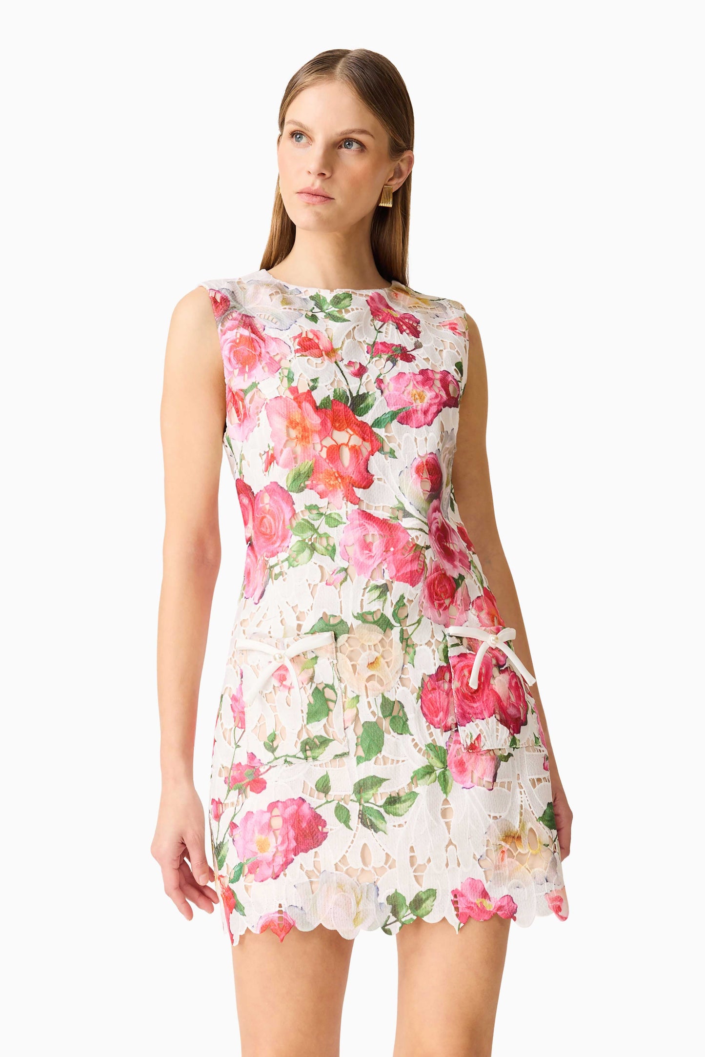 Roselle Shift Mini Dress Pink Floral