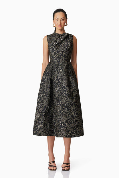 Deanna Midi Dress in Black