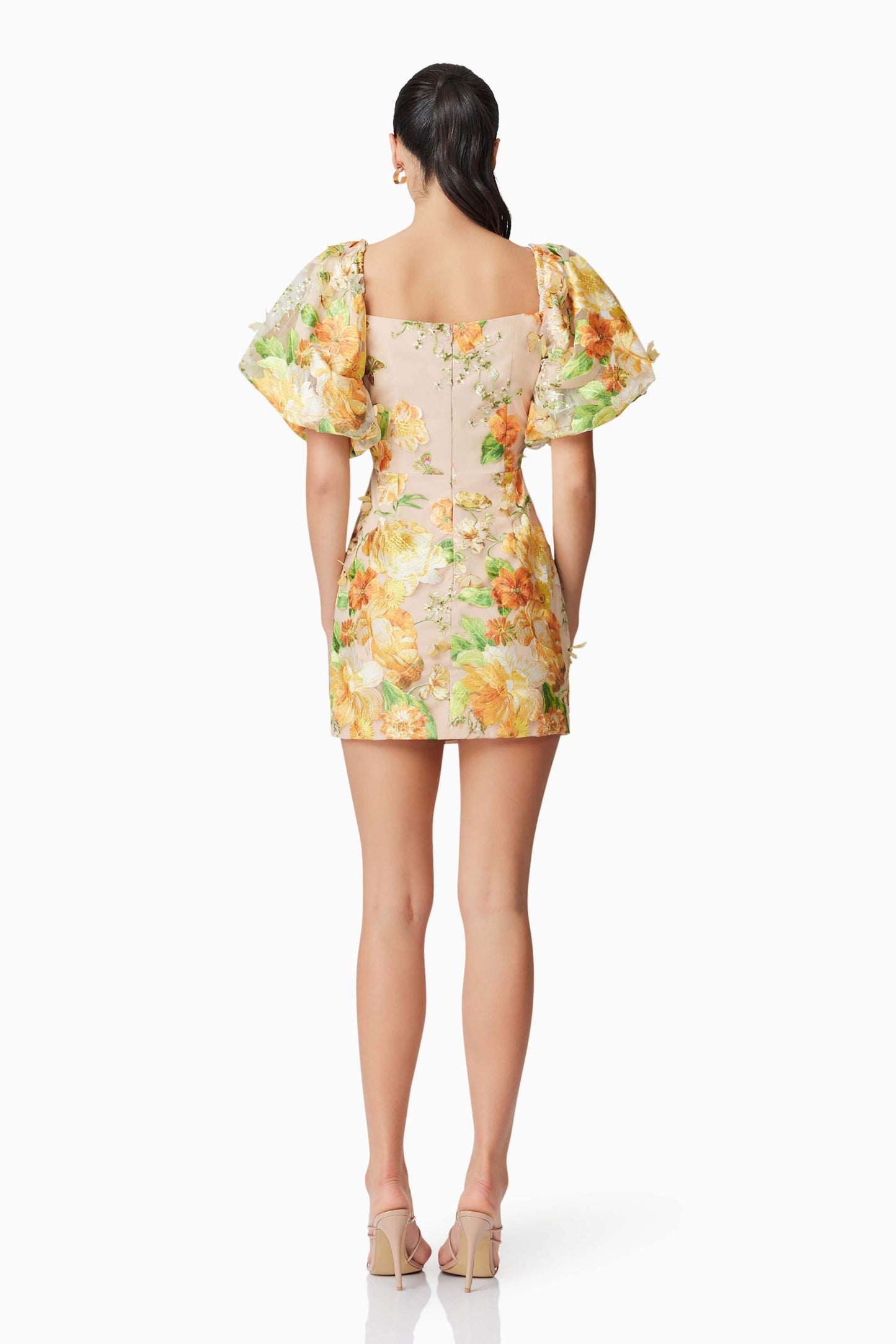 Aella Puff Sleeve Mini Dress in Yellow