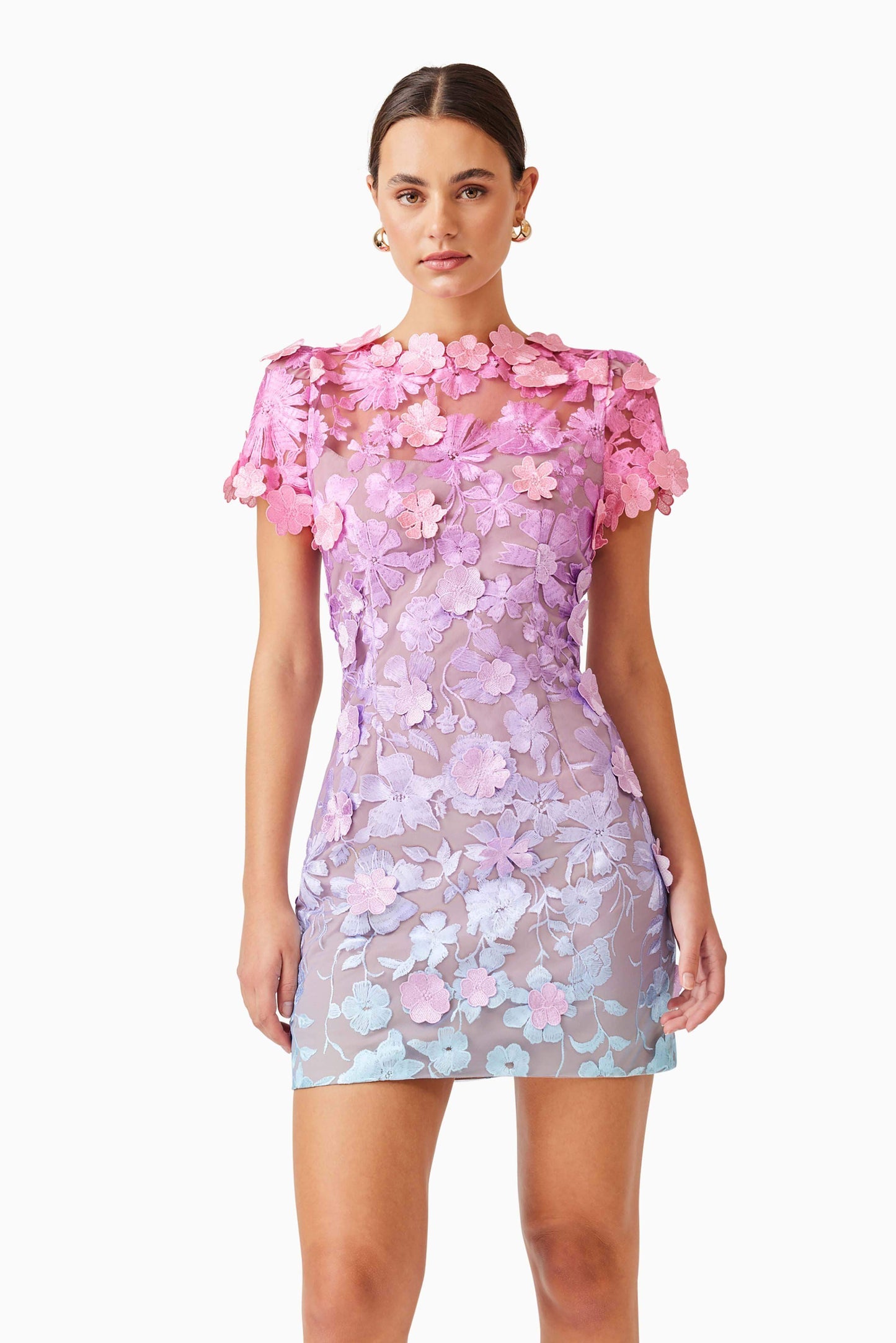Elle Mini Dress in Pink & Blue Ombre