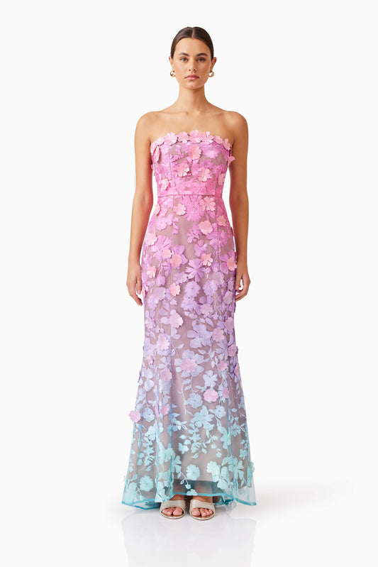 Elle Gown in Pink & Blue Ombre