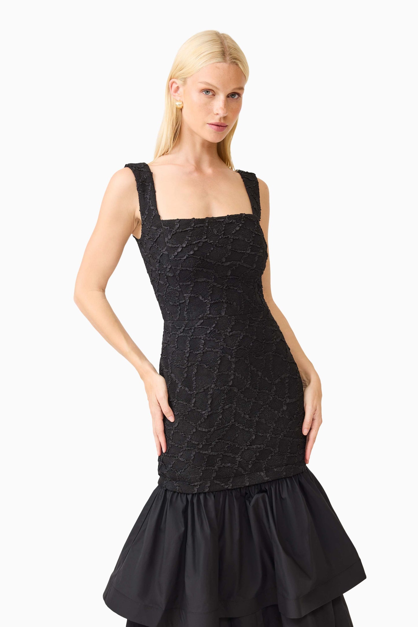 Alexandra Tiered Gown in Black