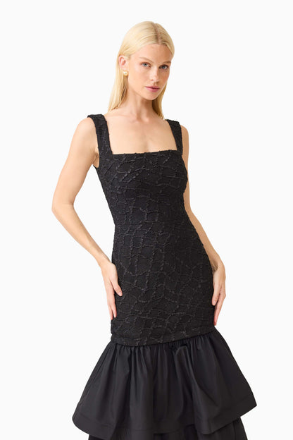 Alexandra Tiered Gown in Black