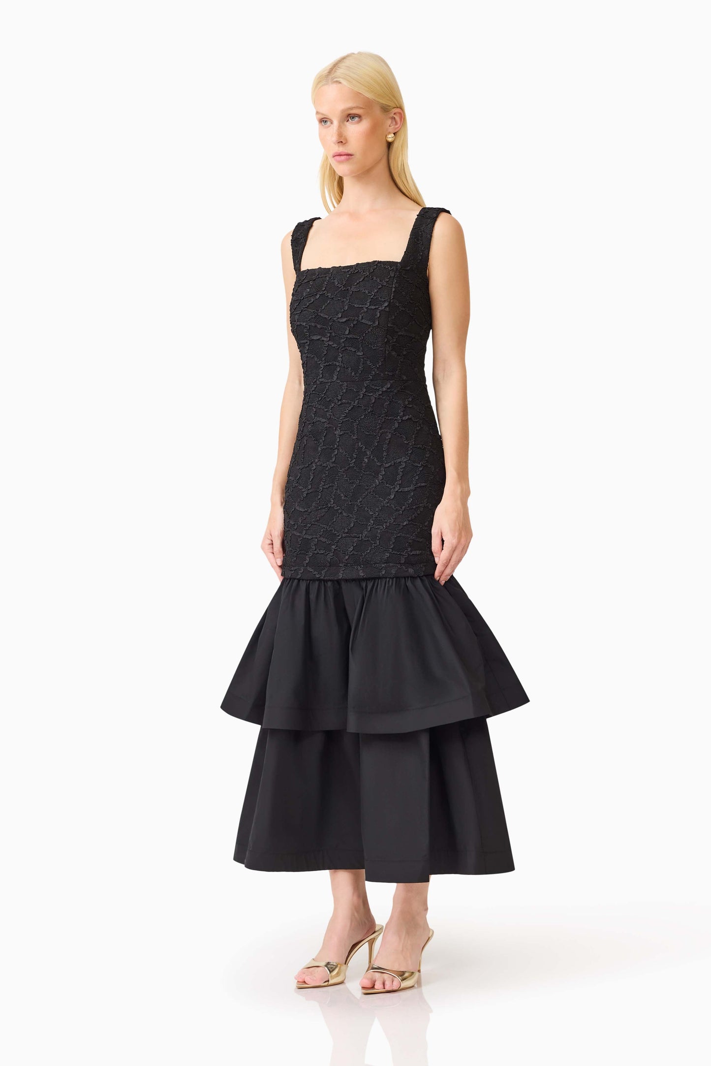 Alexandra Tiered Gown in Black