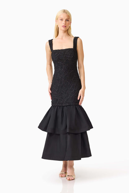 Alexandra Tiered Gown in Black