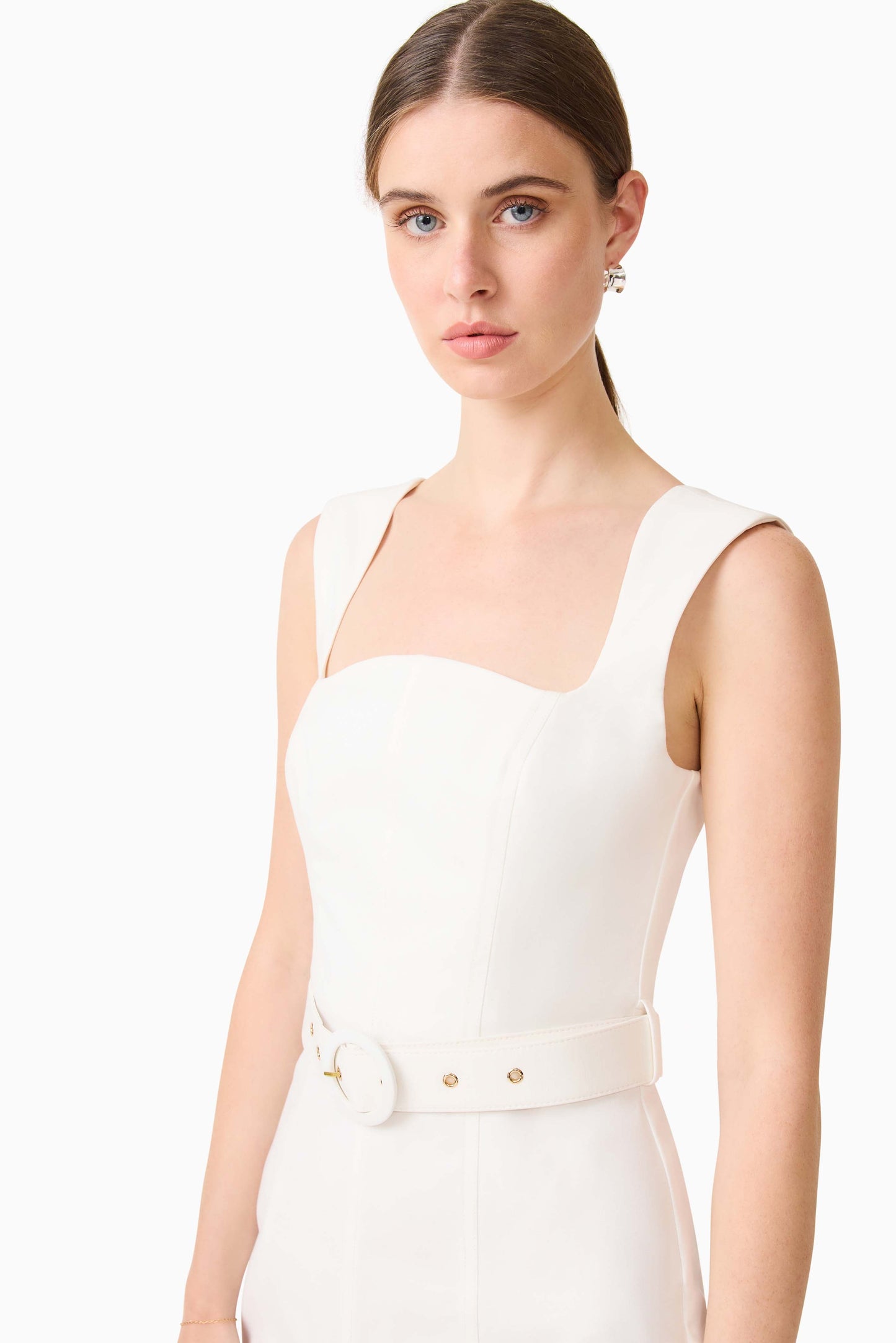 Nydia Fit & Flare Maxi Dress in White