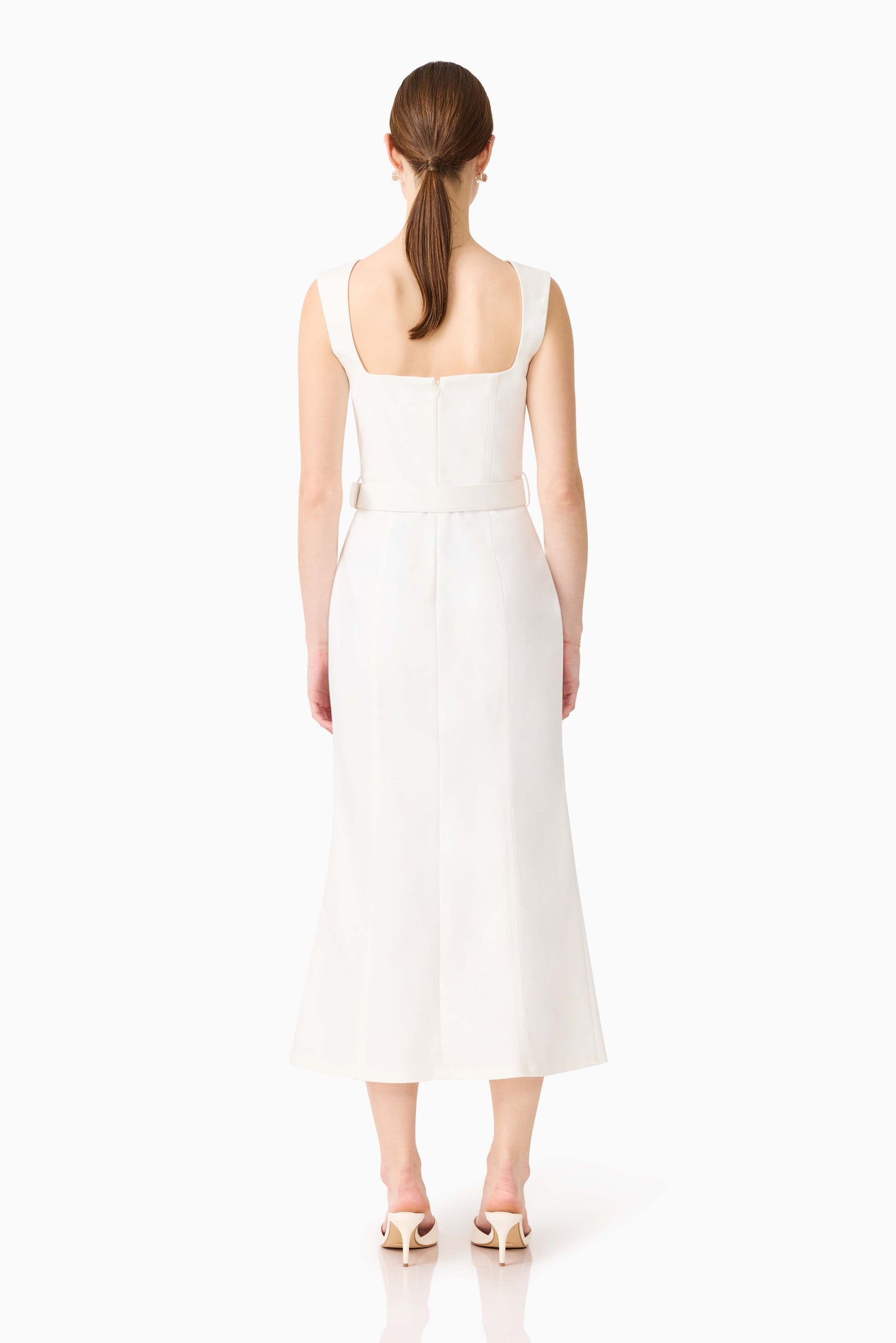 Nydia Fit & Flare Maxi Dress in White