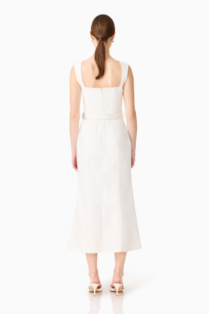 Nydia Fit & Flare Maxi Dress in White
