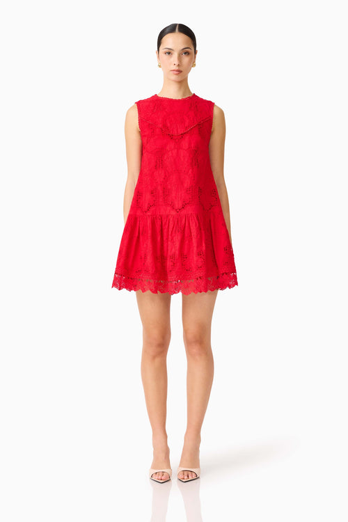 Giovanna Shift Mini Dress in Red