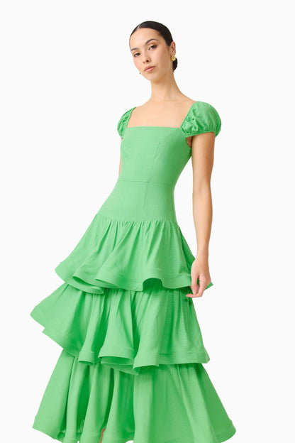Emilie Tiered Maxi Dress in Kelly Green