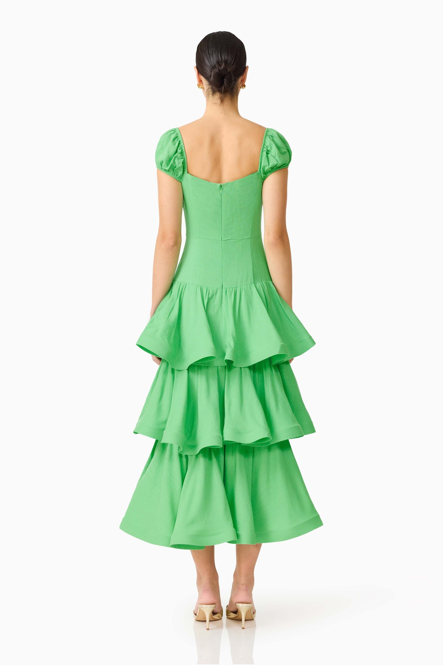 Emilie Tiered Maxi Dress in Kelly Green