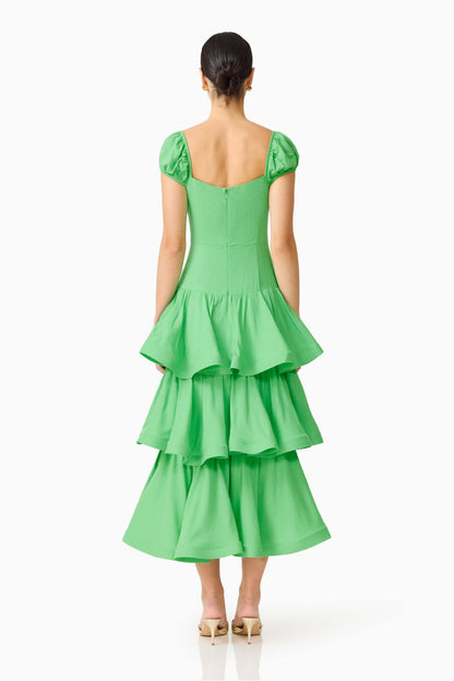Emilie Tiered Maxi Dress in Kelly Green