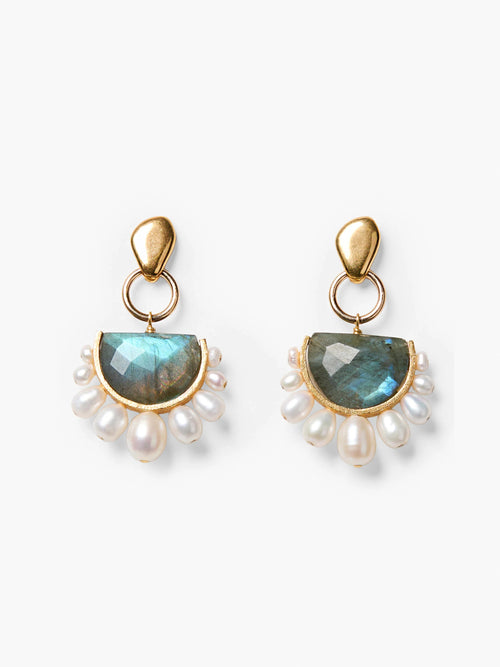 Chan Luu Labradorite And Pearl Earrings