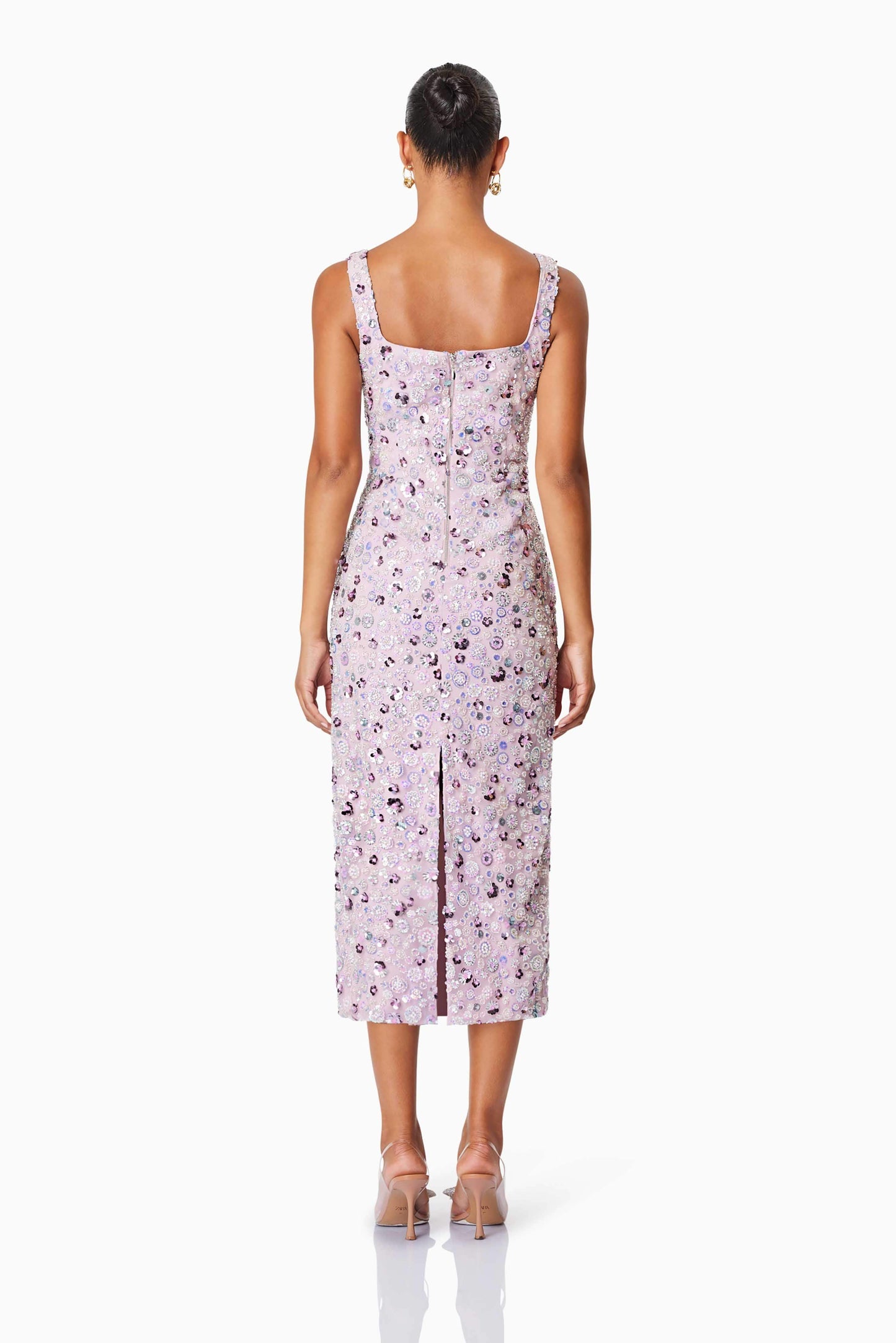 Aurora Event Wear Midi Dress In Purple