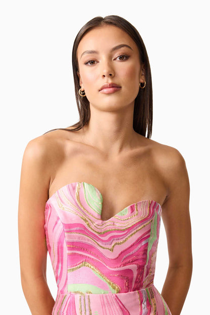 Mirella Strapless Midi Dress in Pink