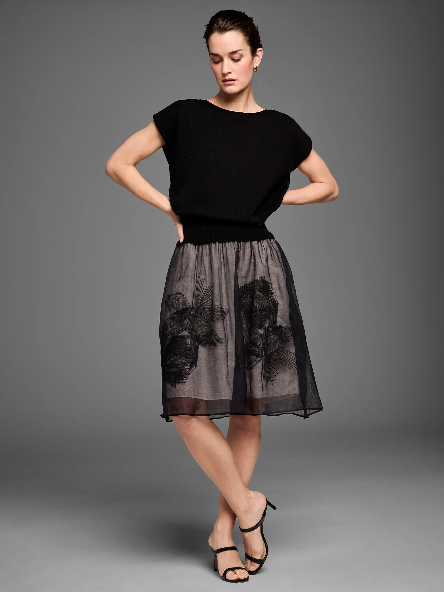 Gold Label Embroidered Mesh Skirt