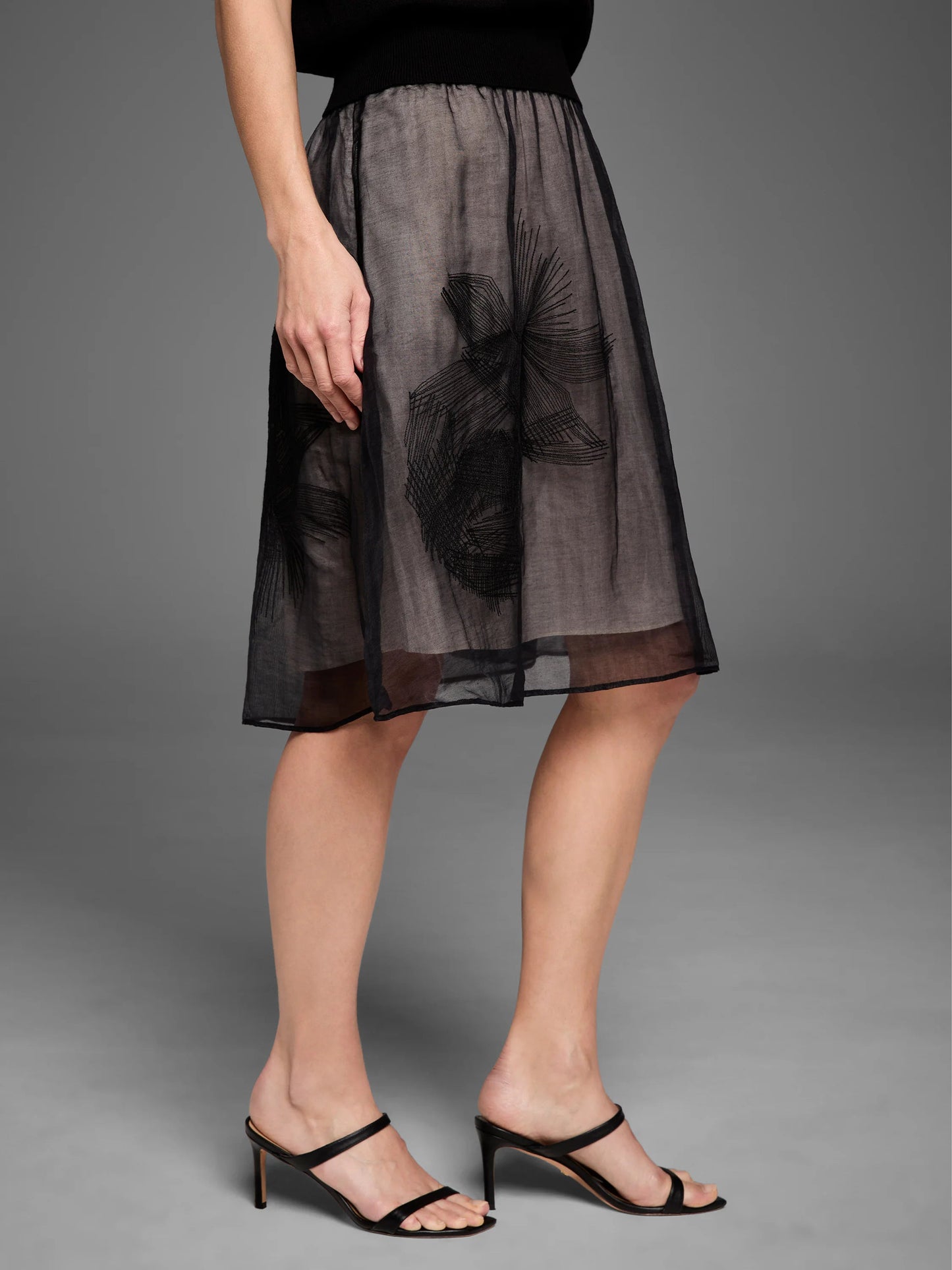 Gold Label Embroidered Mesh Skirt