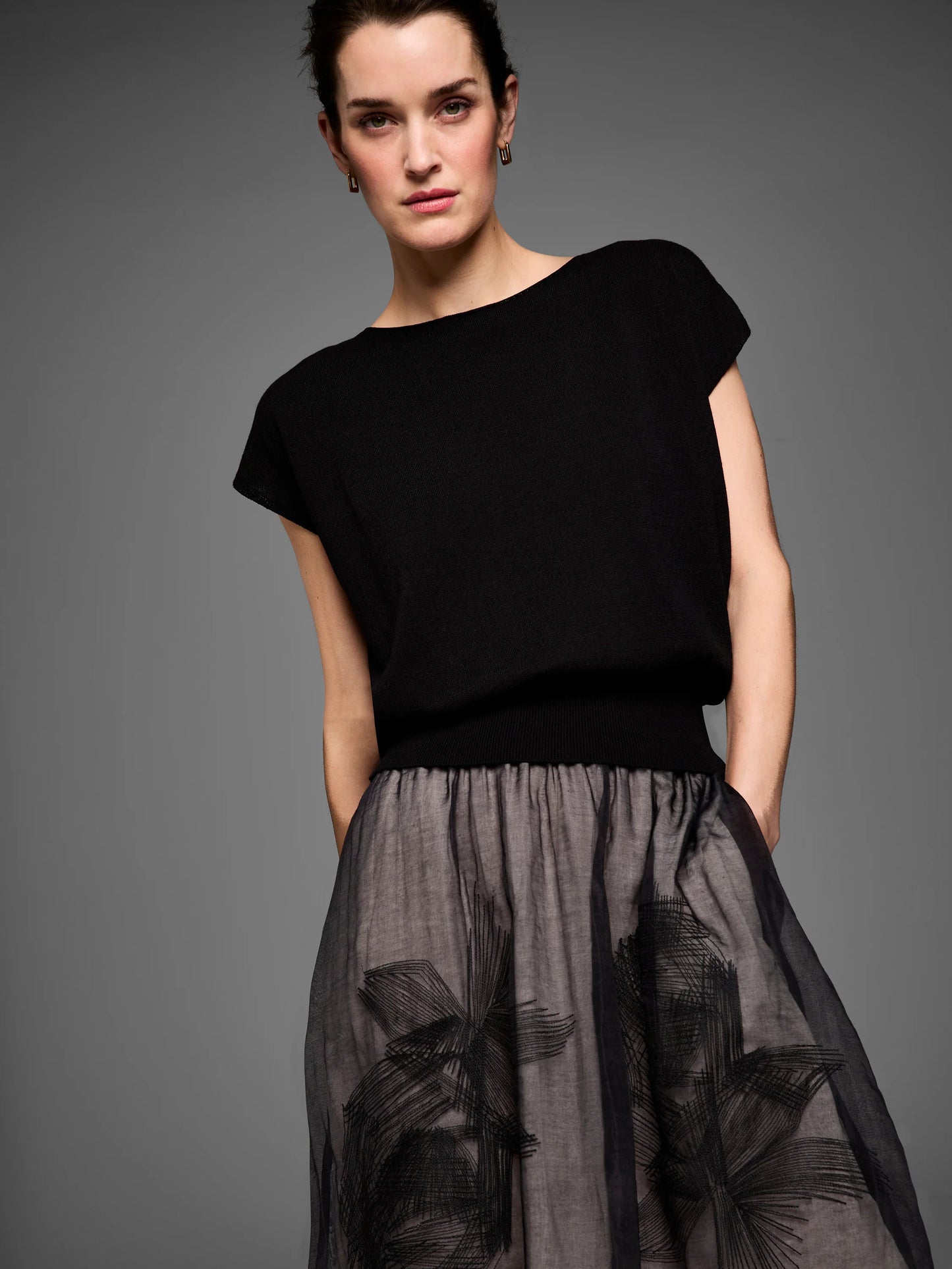 Gold Label Embroidered Mesh Skirt