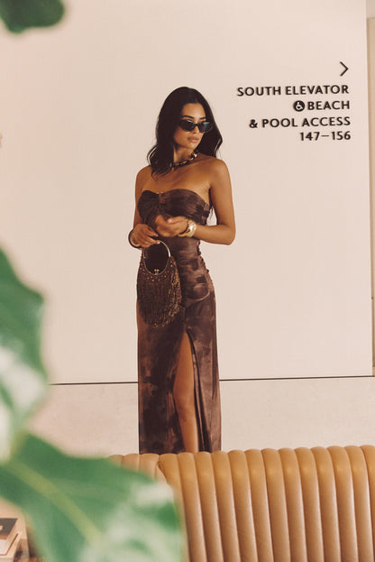 Everly Mocha Mesh Midi Dress