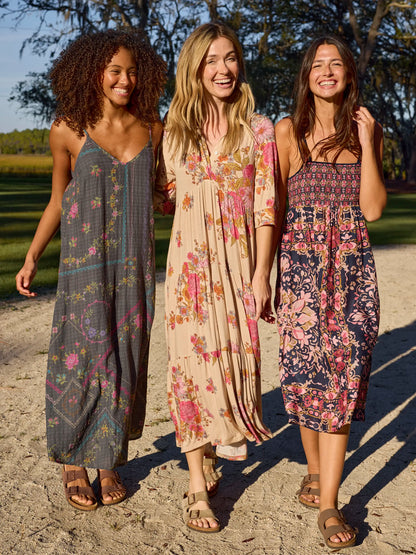Rebecca "ButterSoft" Midi Dress - English Garden Cream