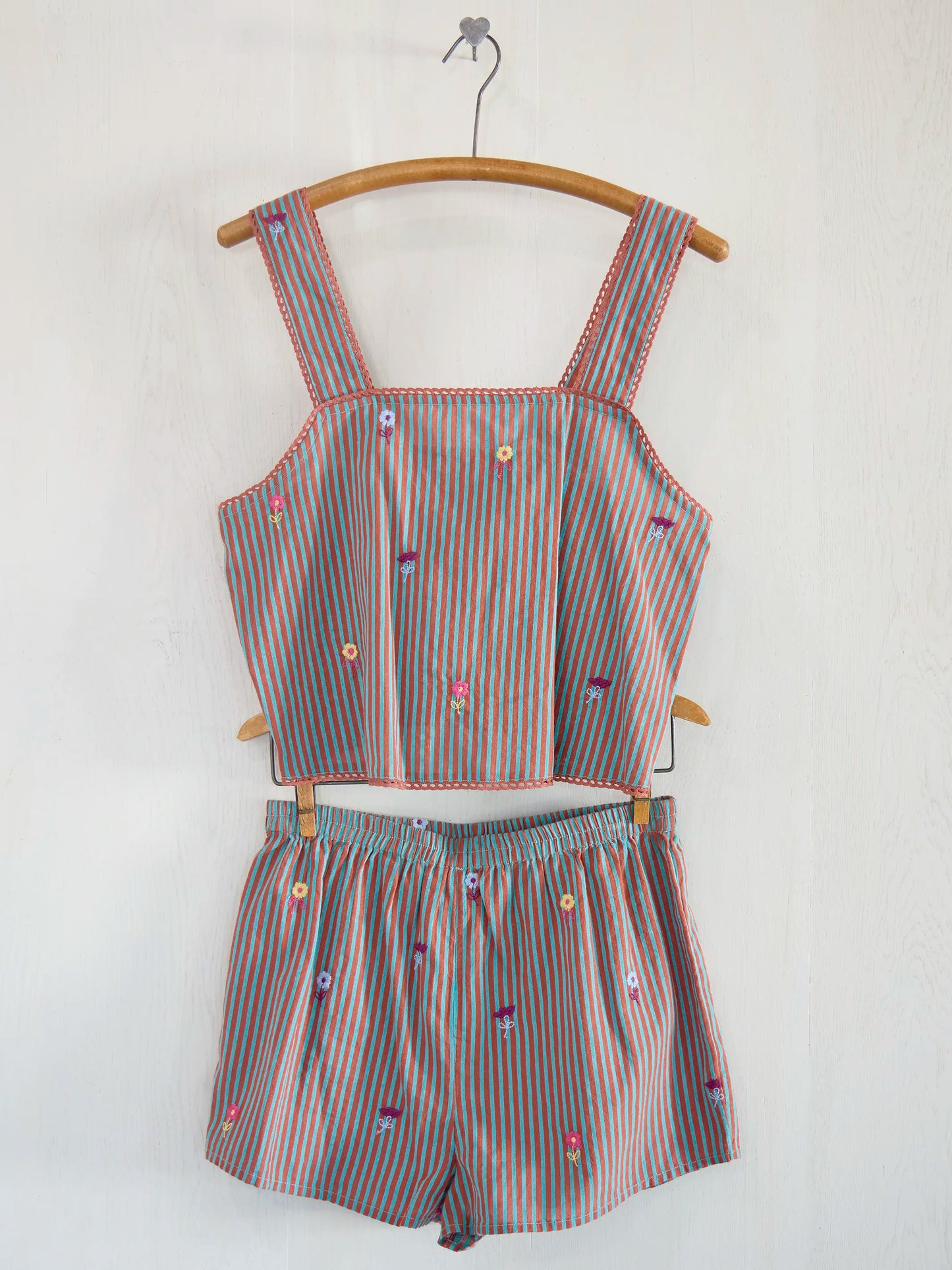 Embroidered Striped Tank - Terracotta Tide