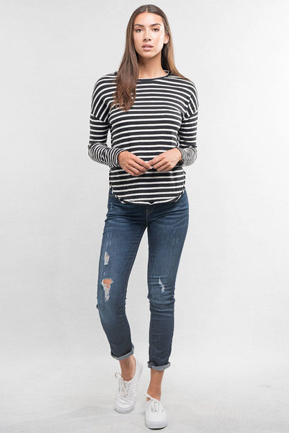 Liora Distressed Striped Tee