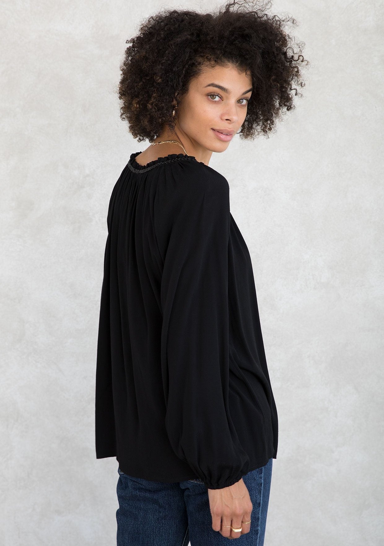 Moonstone Beaded Peasant Top