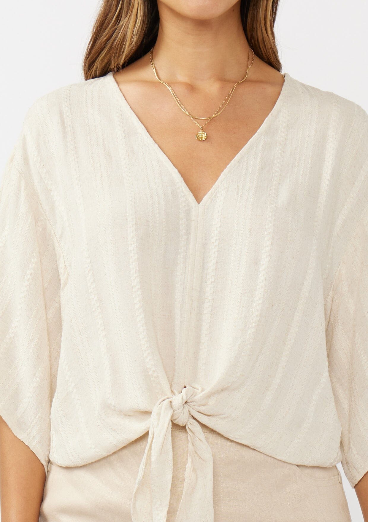 Evelyn Tie Front Top
