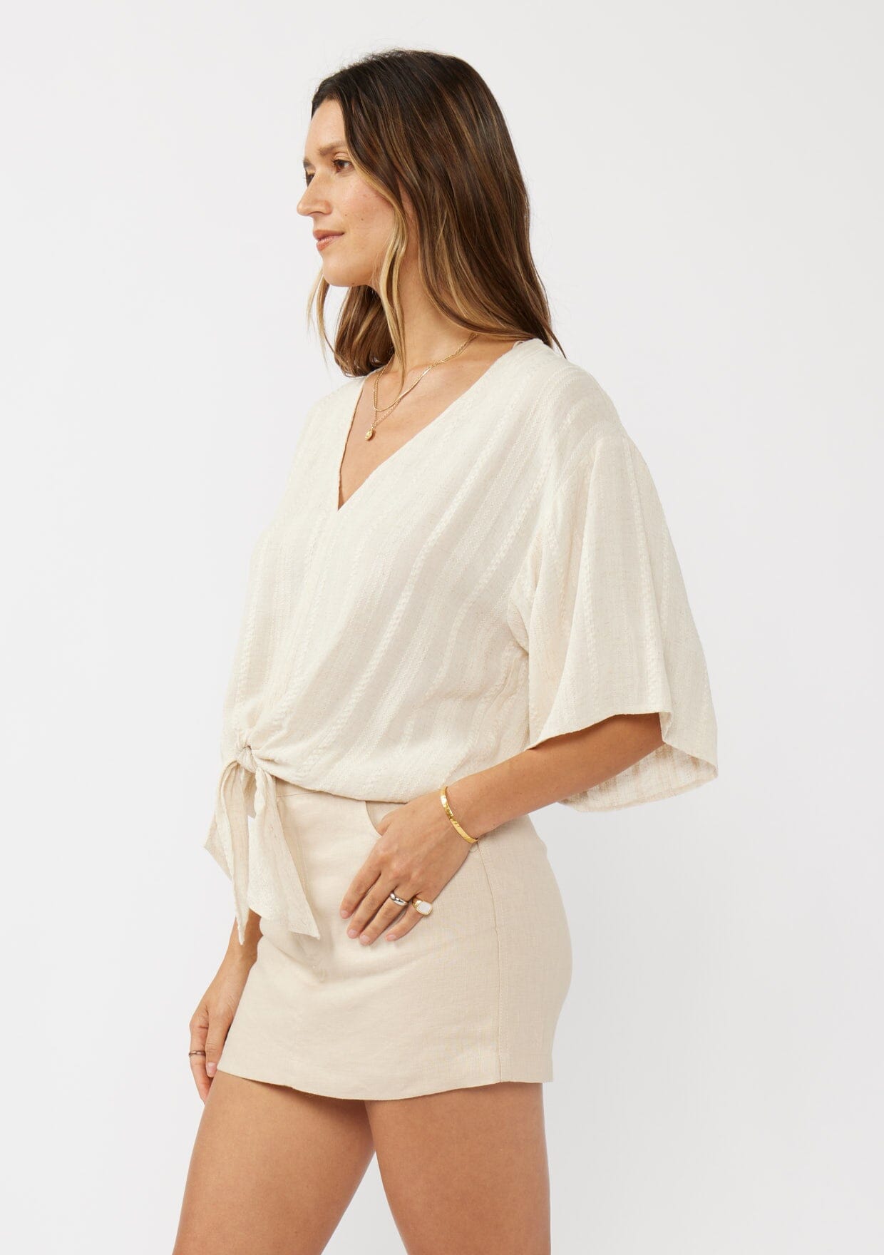 Evelyn Tie Front Top