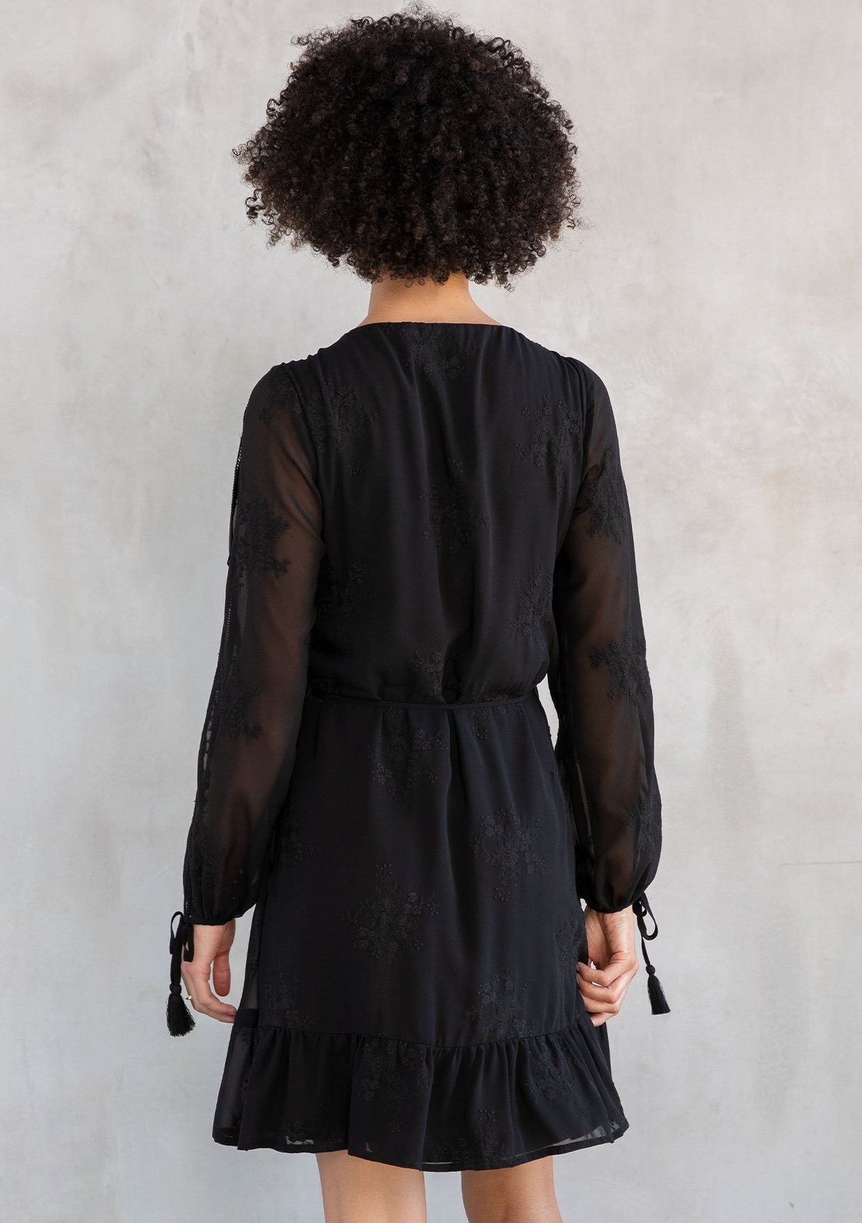 Lucille Embroidered Chiffon Wrap Dress