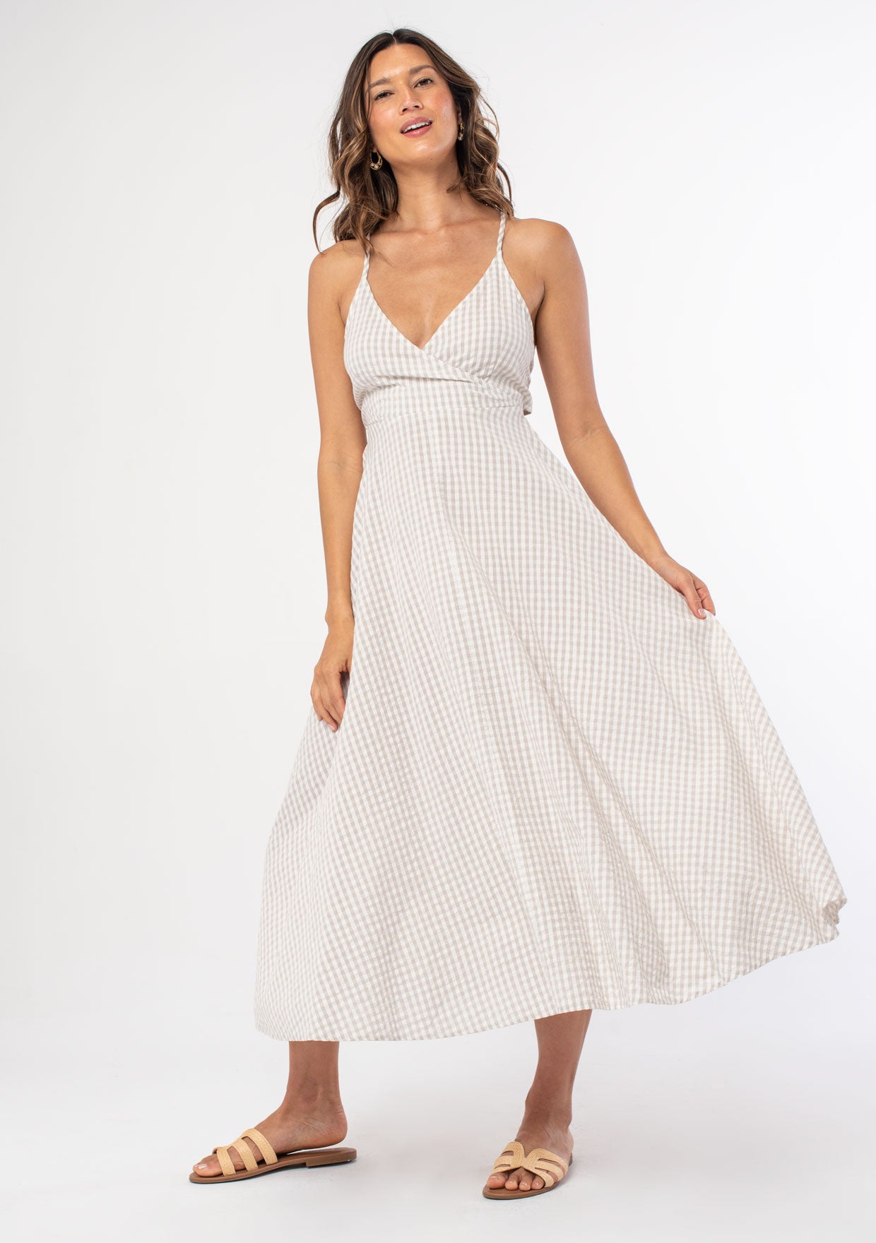 Seaside Gingham Midi Dress