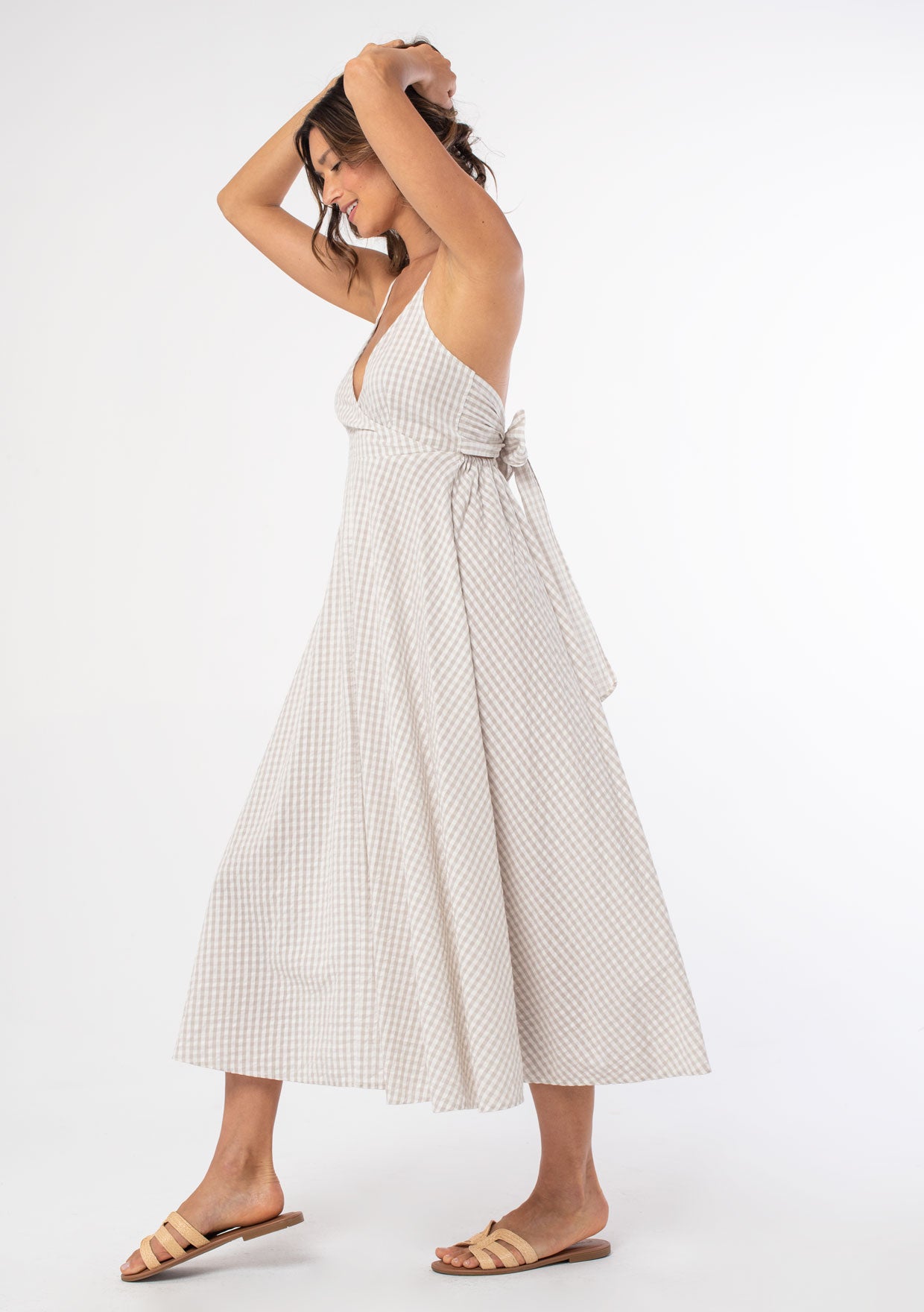 Seaside Gingham Midi Dress