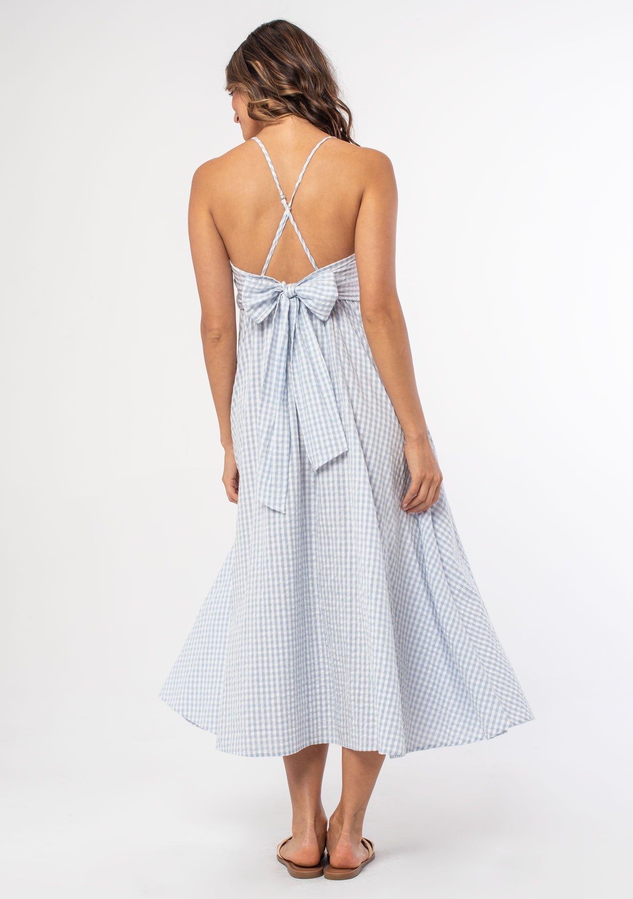 Seaside Gingham Midi Dress