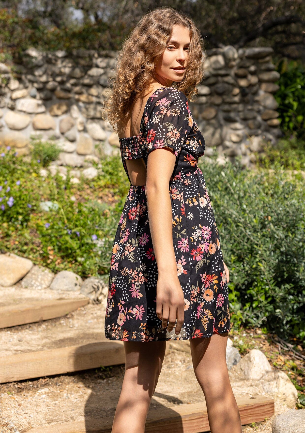Garden Affair Puff Sleeve Mini Dress