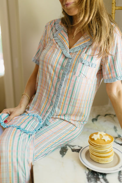 Summer Plaid Pajama Set - Top & Pants