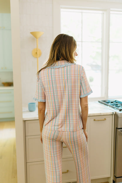 Summer Plaid Pajama Set - Top & Pants