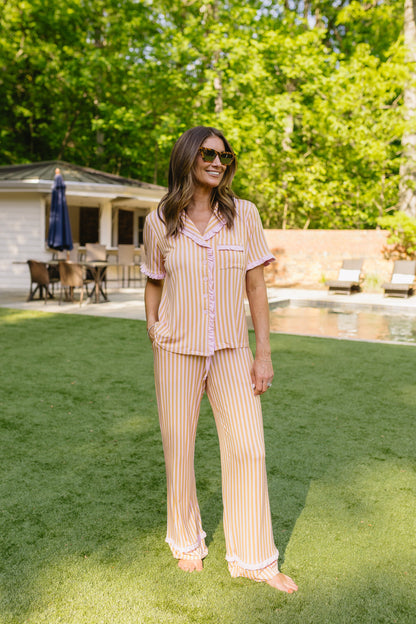 Summertime Stripes Adult Pajama Set - Top & Pants