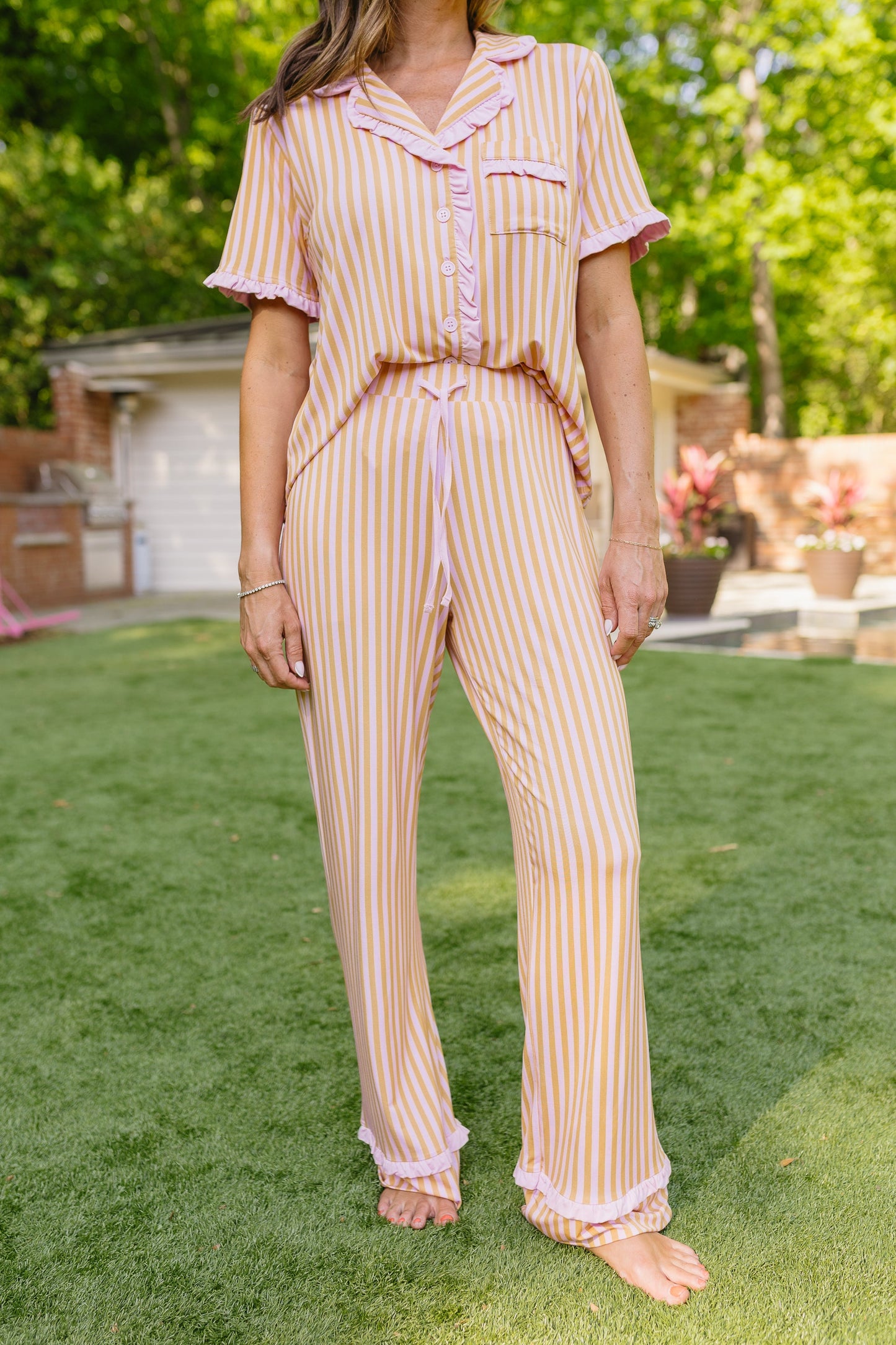 Summertime Stripes Adult Pajama Set - Top & Pants