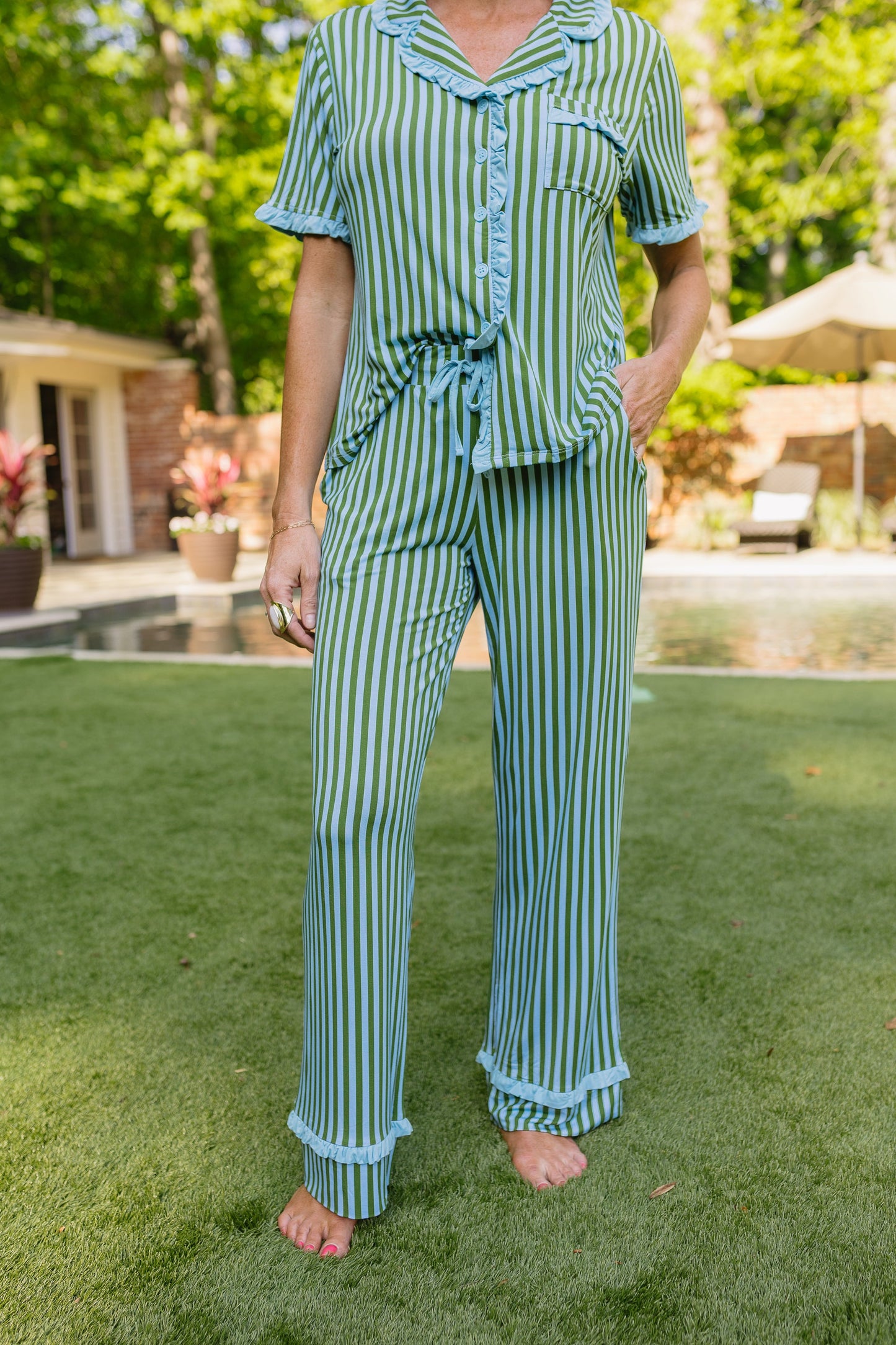 Summertime Stripes Adult Pajama Set - Top & Pants