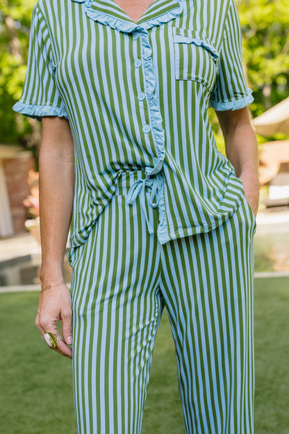 Summertime Stripes Adult Pajama Set - Top & Pants