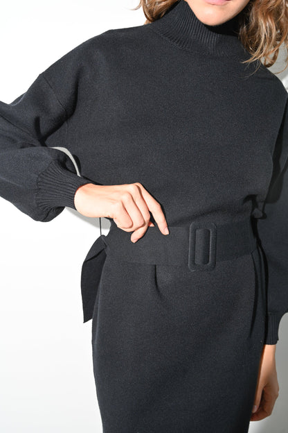 Coco Belted Mini Dress — Black
