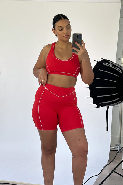 Aster Contour Sports Bra — Ruby