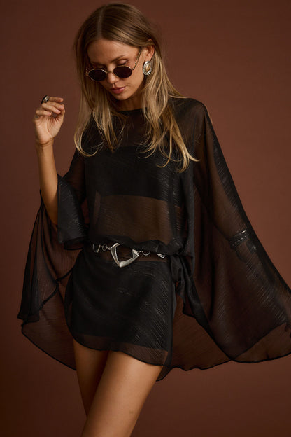 Indie Black Cape Dress