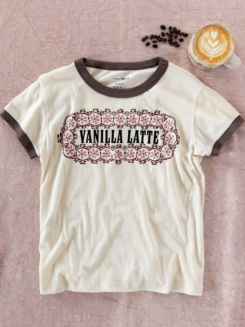 Ringer Cotton Baby Tee - Vanilla Latte
