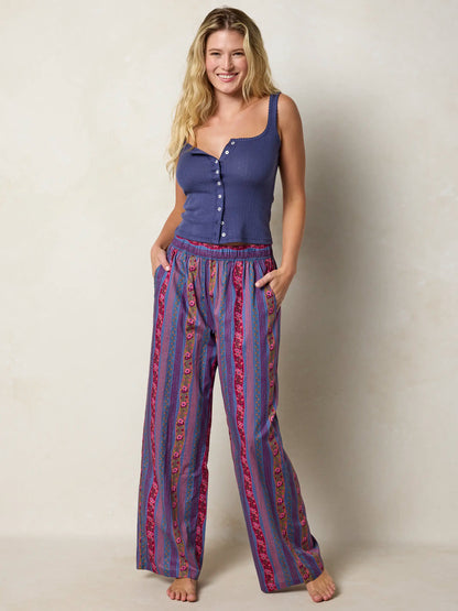 Mix & Match Cotton Pajama Pants - Retro Ribbons Navy